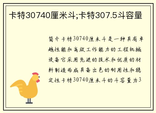 卡特30740厘米斗;卡特307.5斗容量